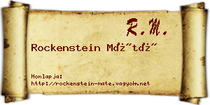 Rockenstein Máté névjegykártya